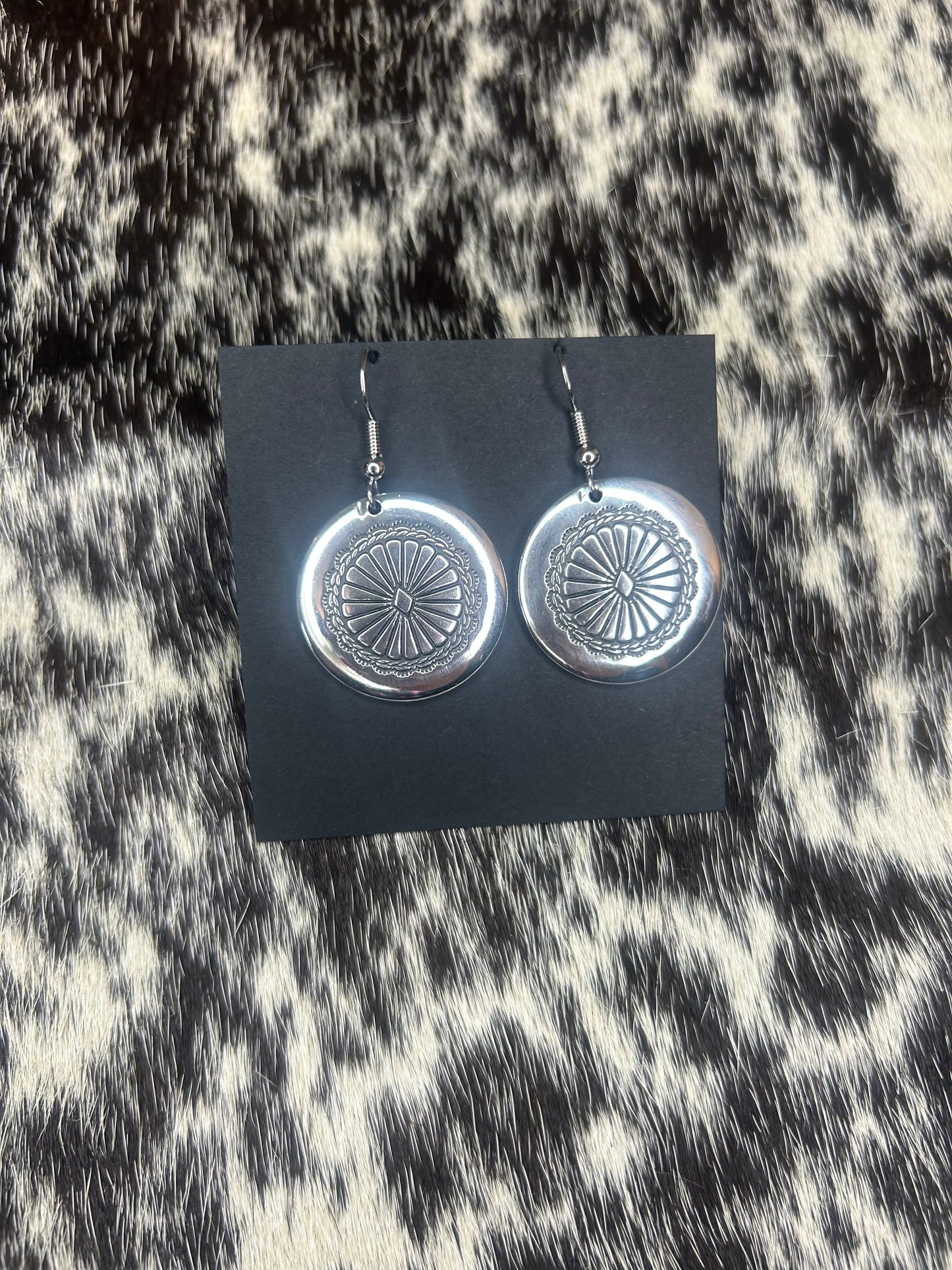 Aluminum Dangle Concho Earrings
