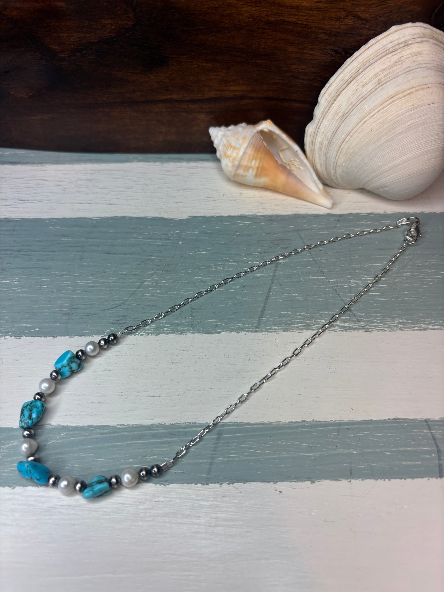 Extended Bar Turquoise & Fresh Water Necklace