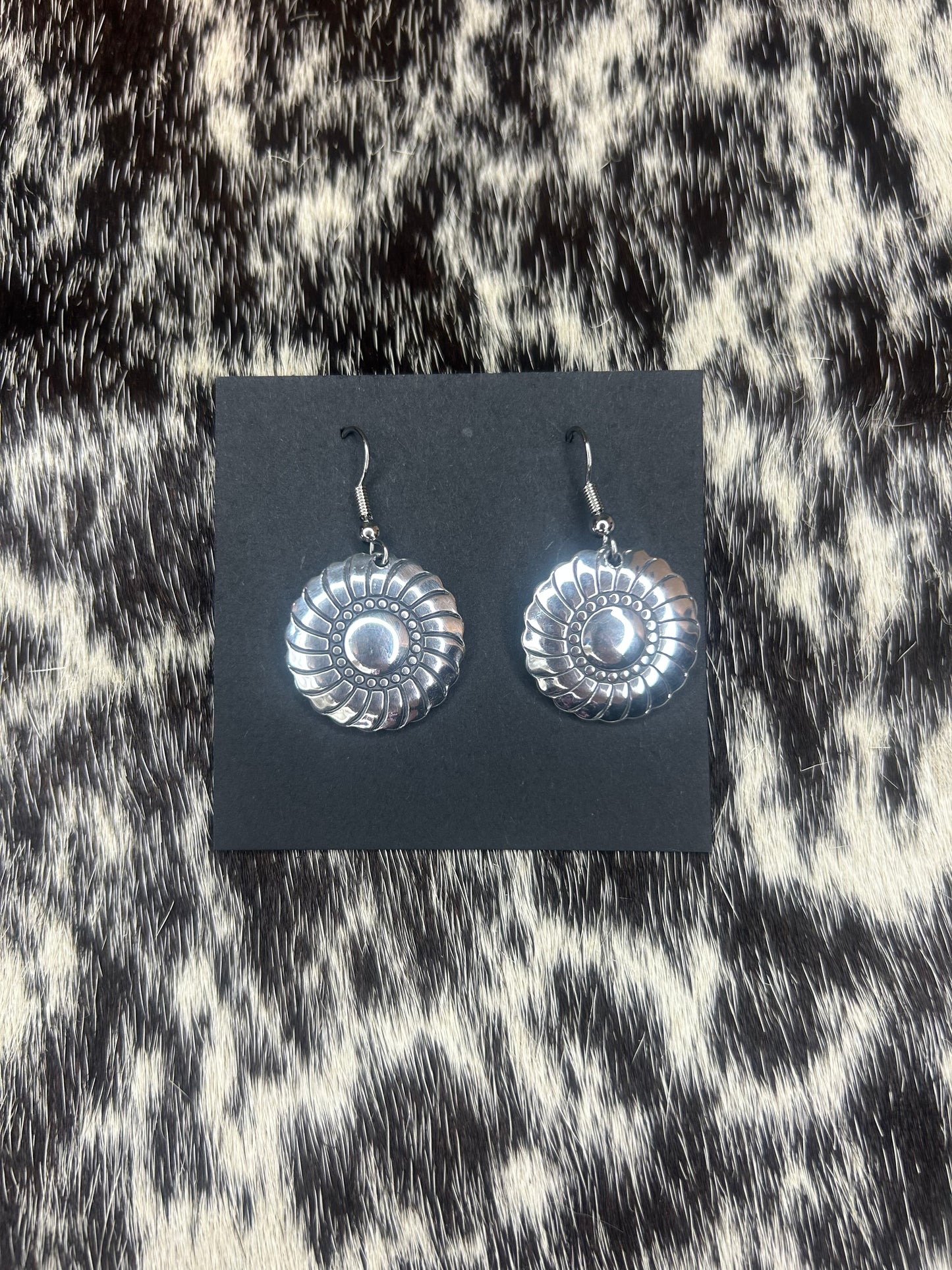 Aluminum Dangle Concho Earrings