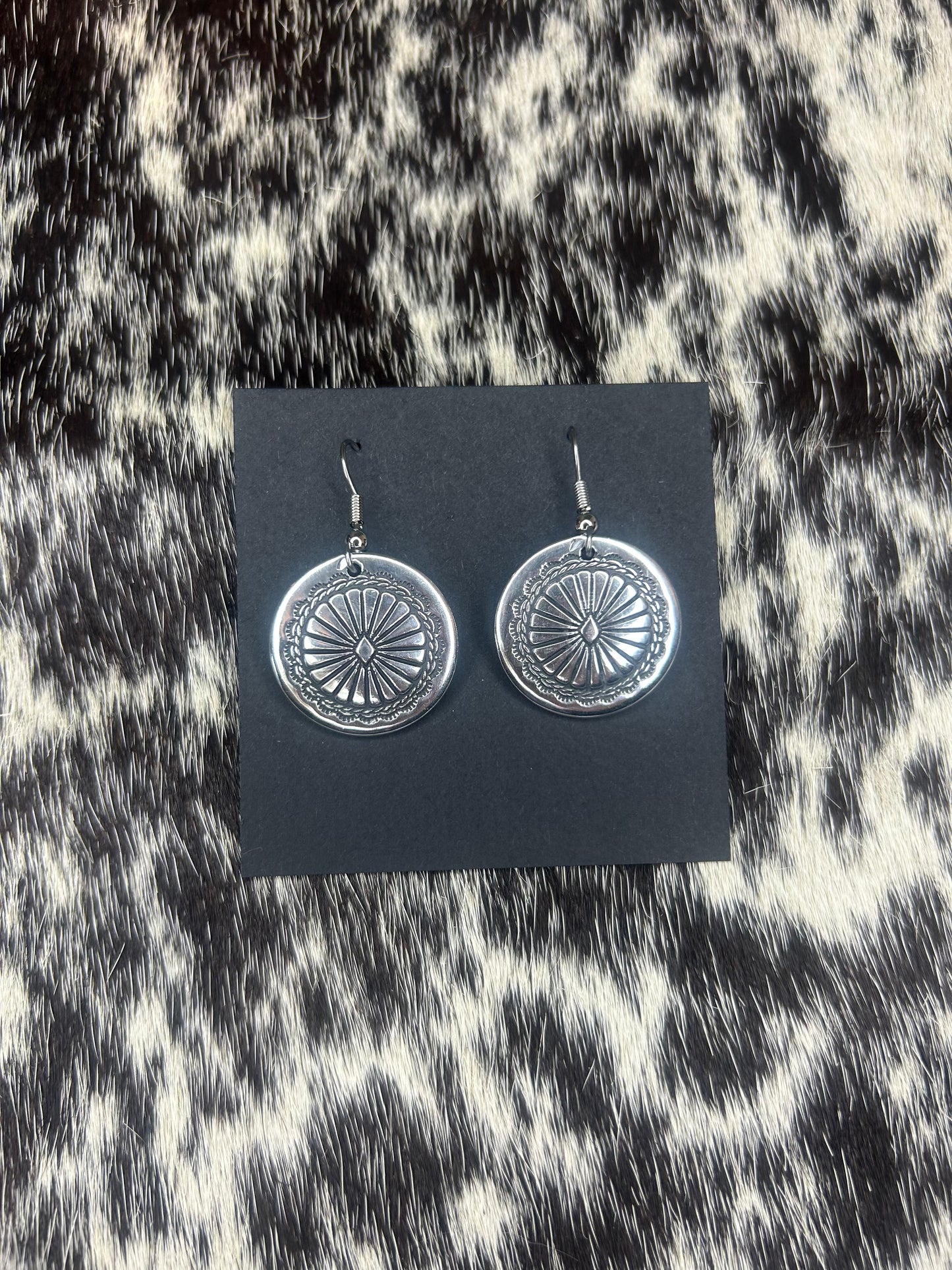 Aluminum Dangle Concho Earrings