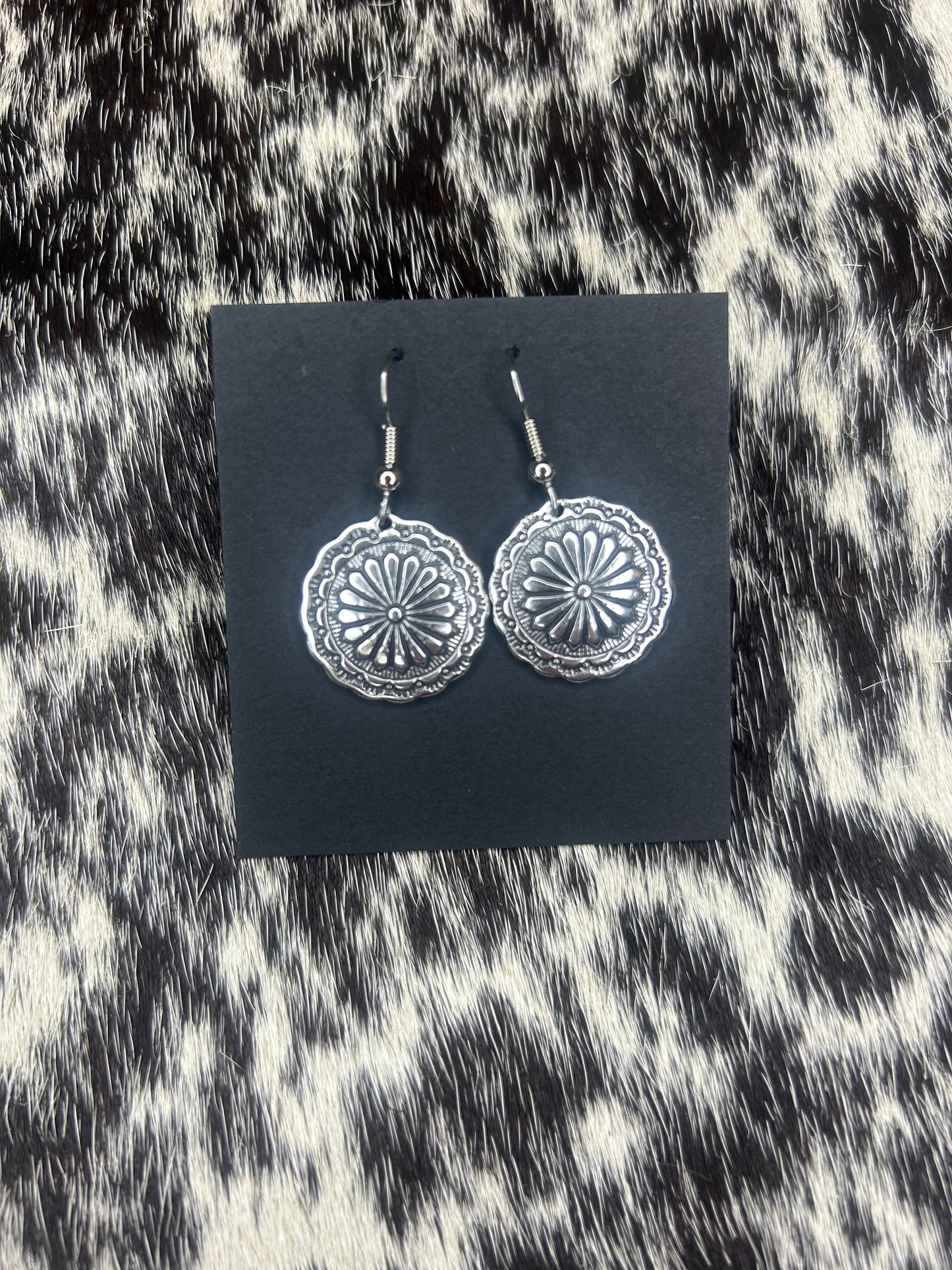 Aluminum Dangle Concho Earrings