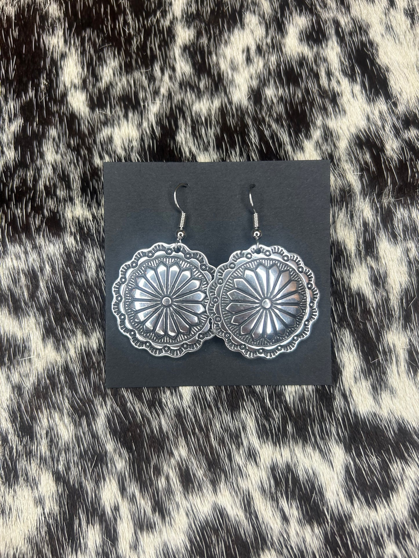 Aluminum Dangle Concho Earrings