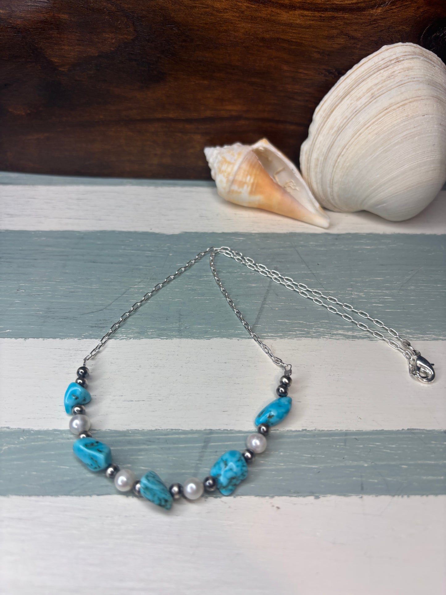 Extended Bar Turquoise & Fresh Water Necklace