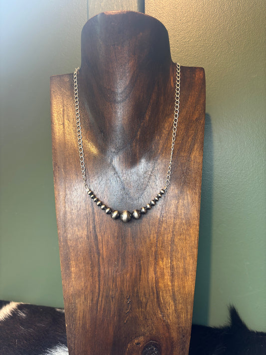 Extended Bar Sterling Silver Graduated Necklace
