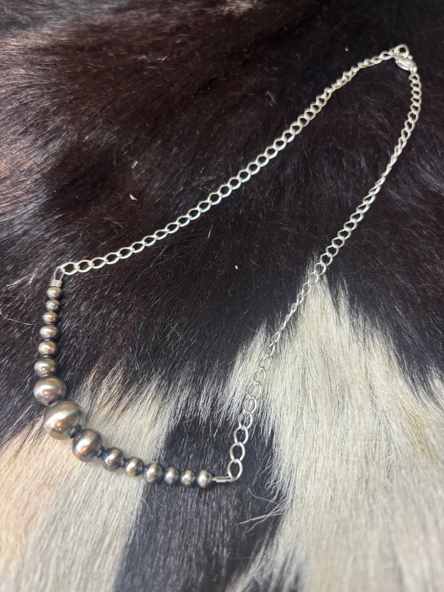 Extended Bar Sterling Silver Graduated Necklace