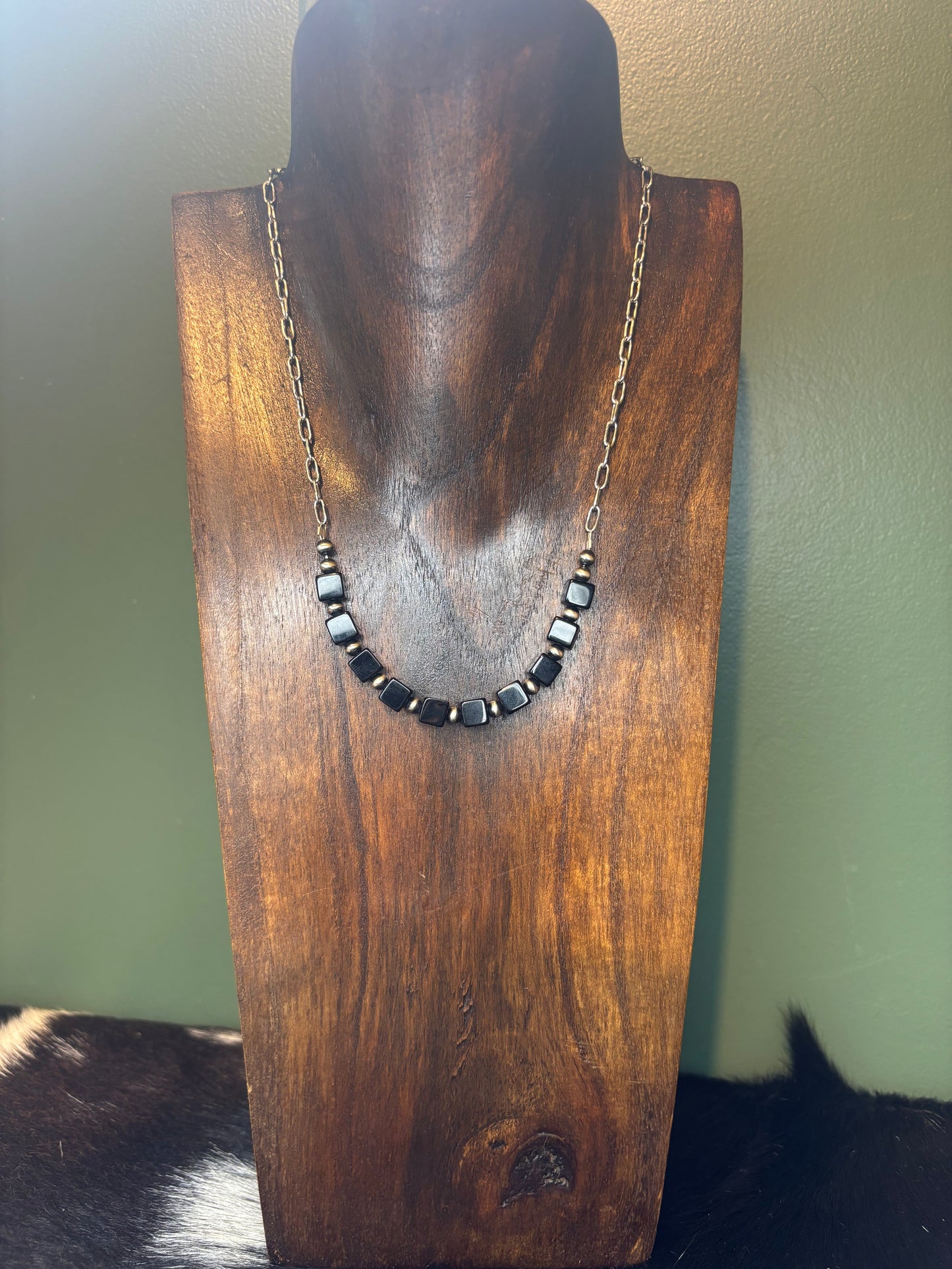Extended Bar Black Onyx Necklace