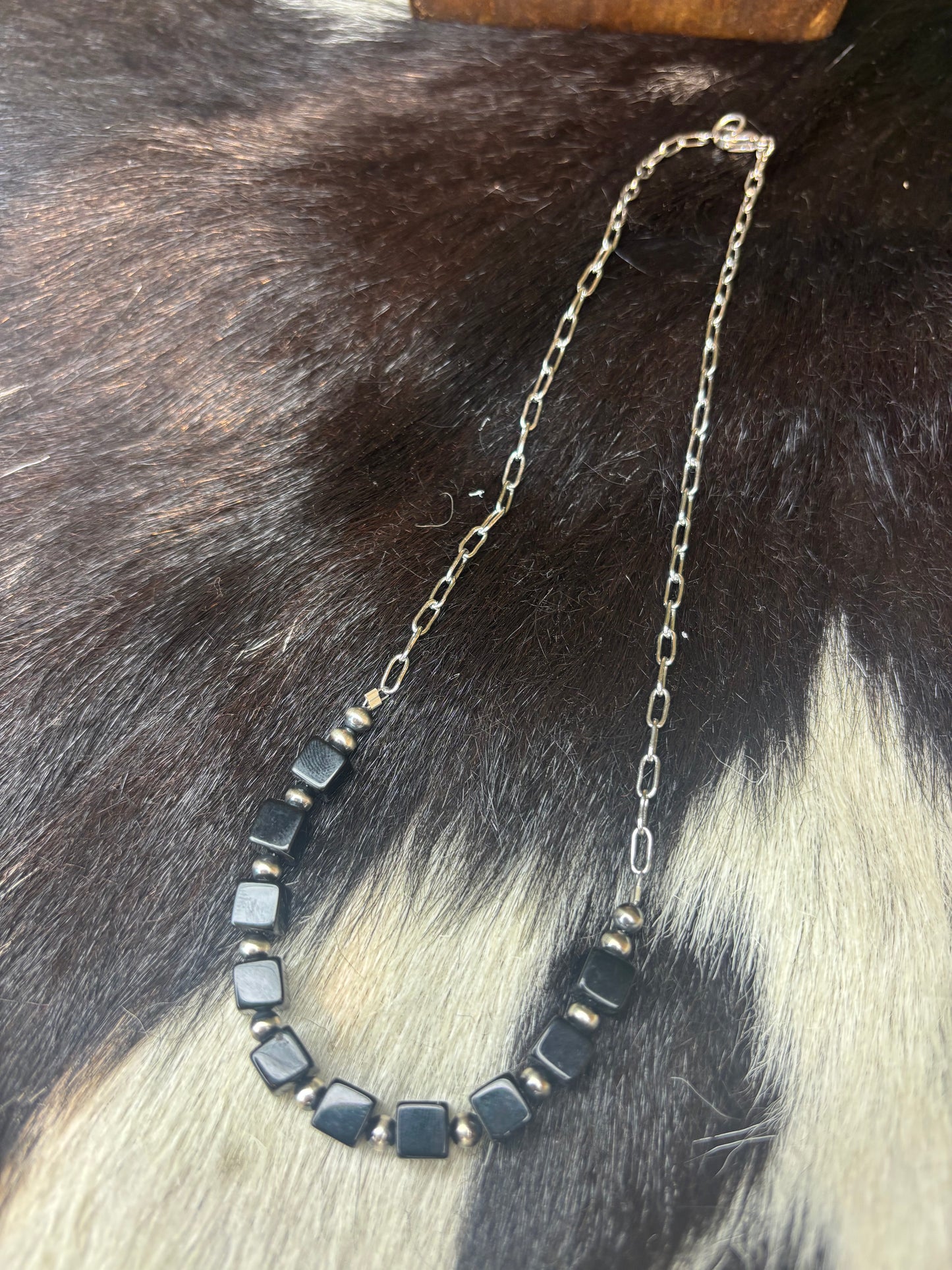 Extended Bar Black Onyx Necklace