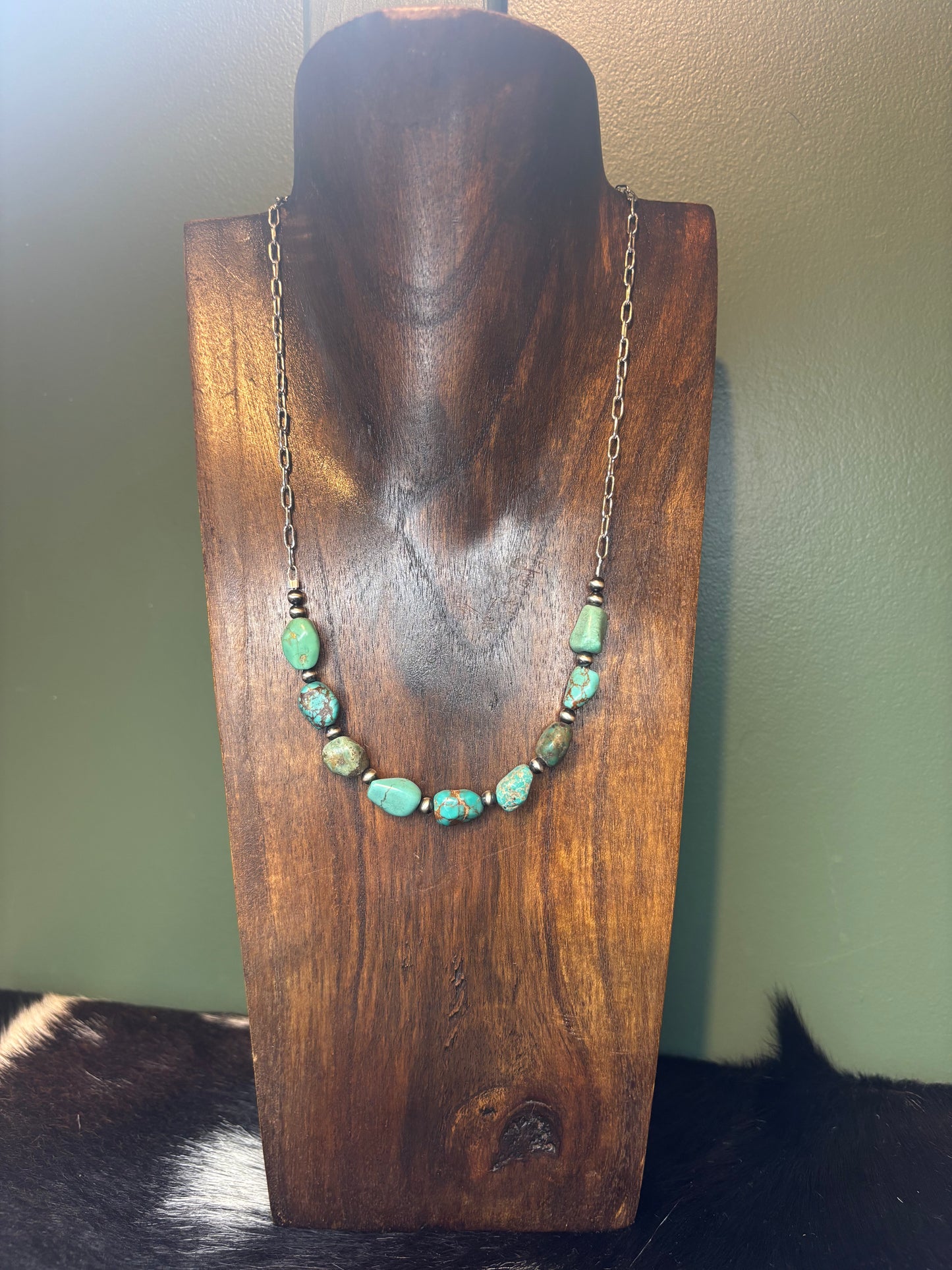 Extended Bar Genuine Turquoise Necklace