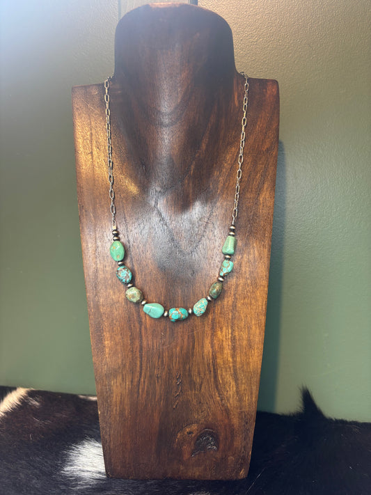 Extended Bar Genuine Turquoise Necklace