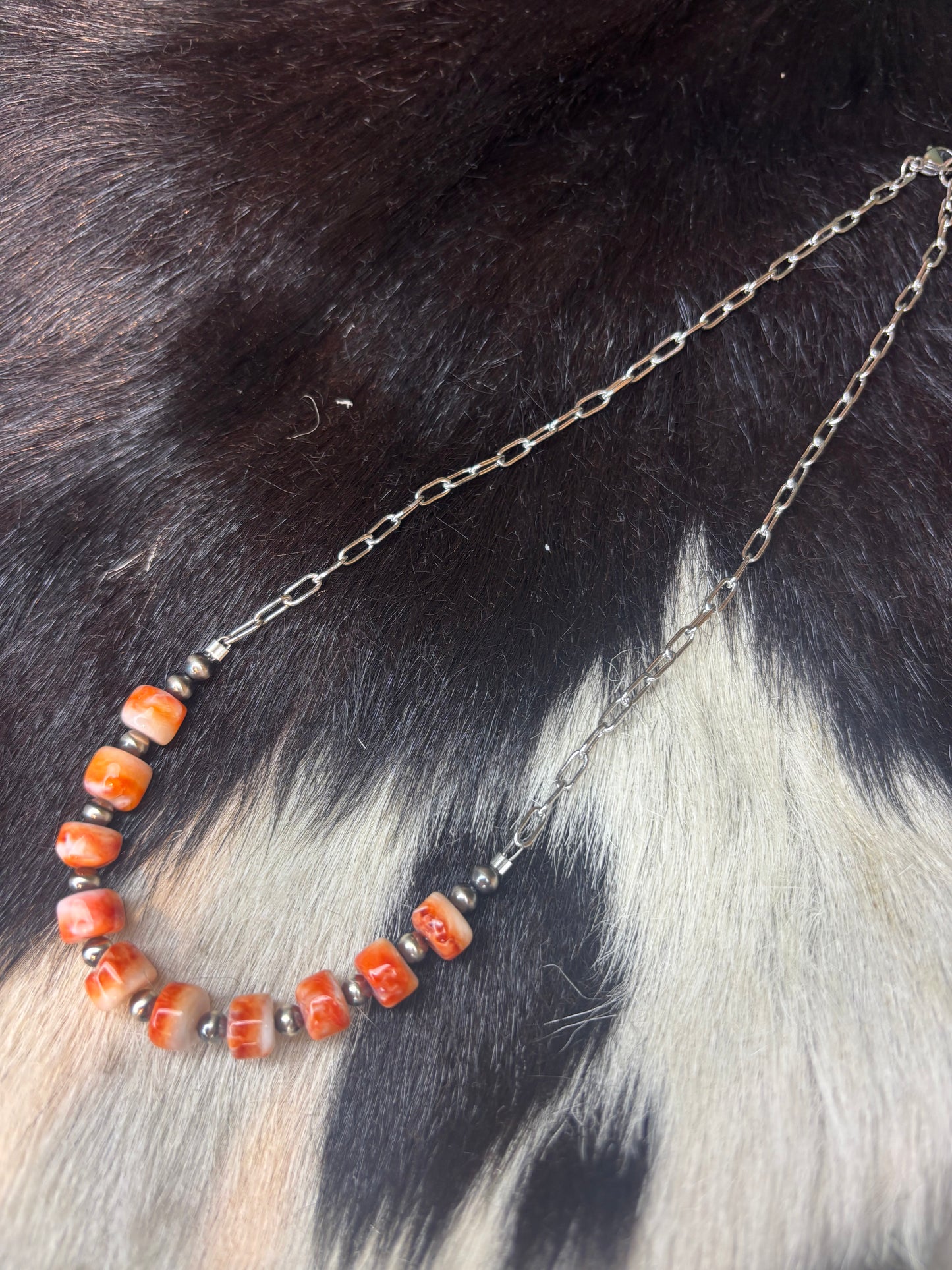 Extended Bar Orange Spiny Necklaces
