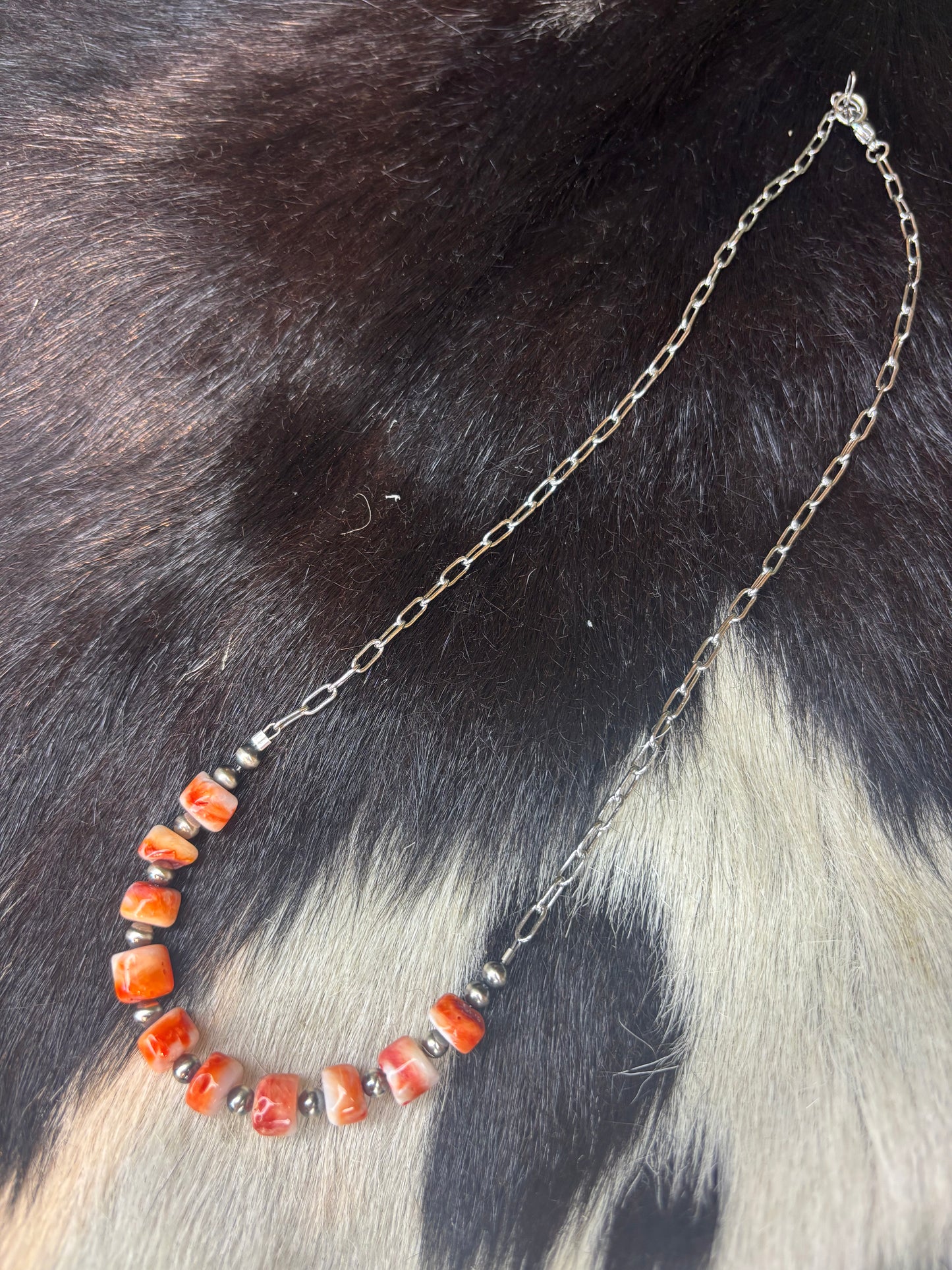 Extended Bar Orange Spiny Necklaces