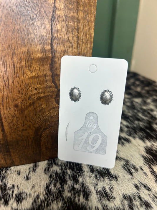 Mini Oval Concho Stud Earrings