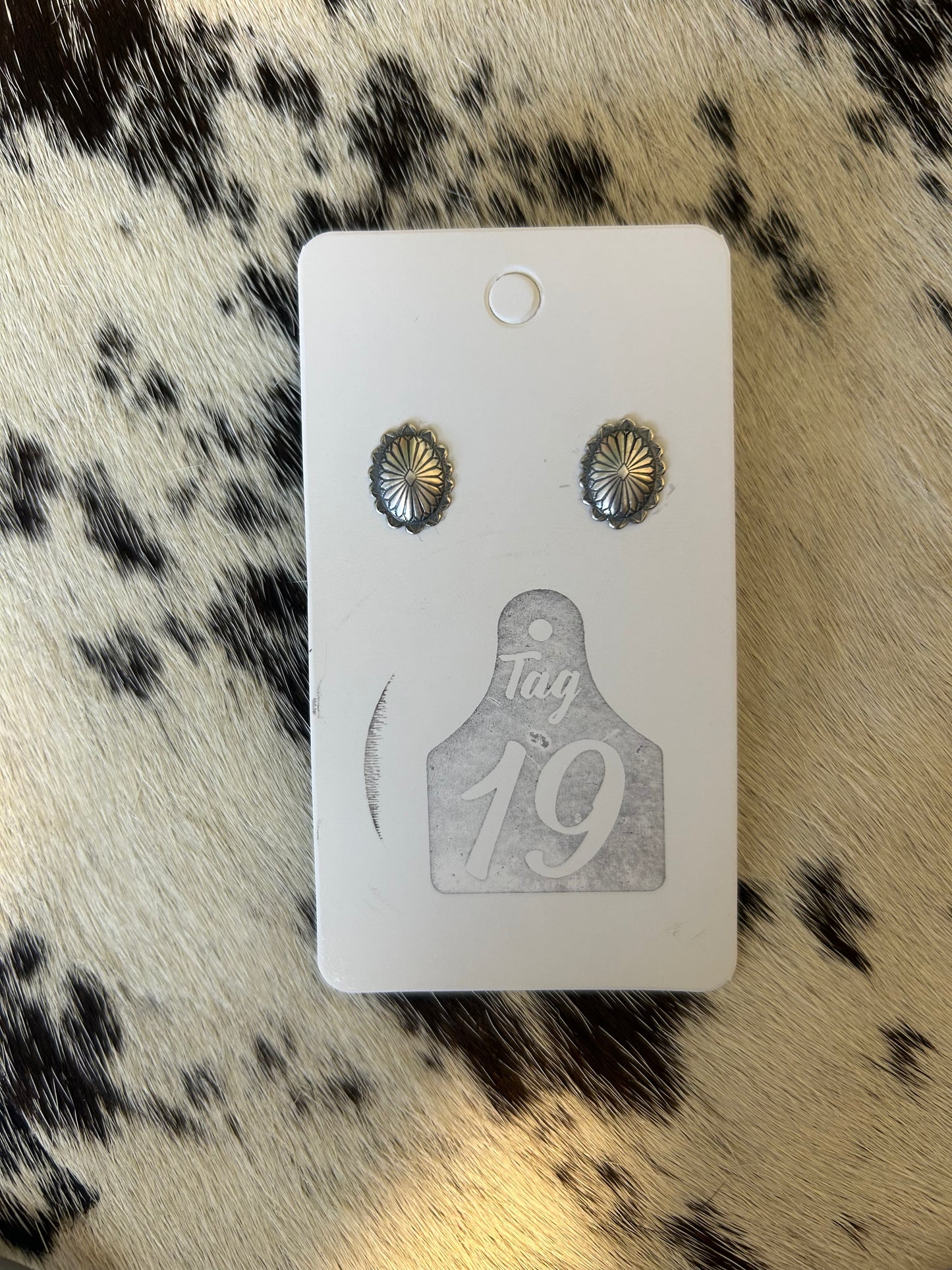 Mini Oval Concho Stud Earrings