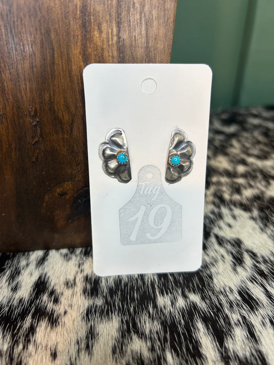 Half Concho Stud With Turquoise
