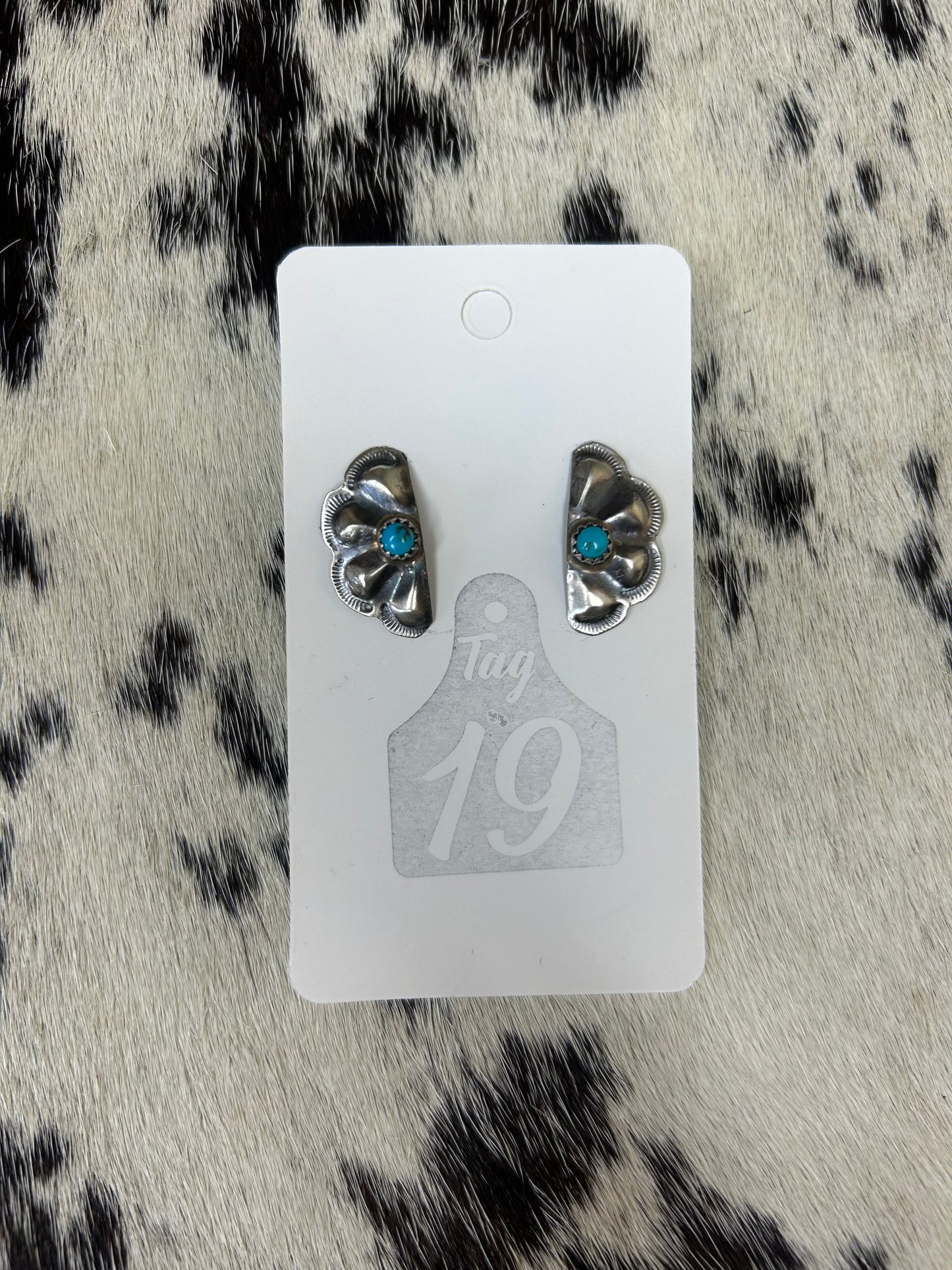 Half Concho Stud With Turquoise