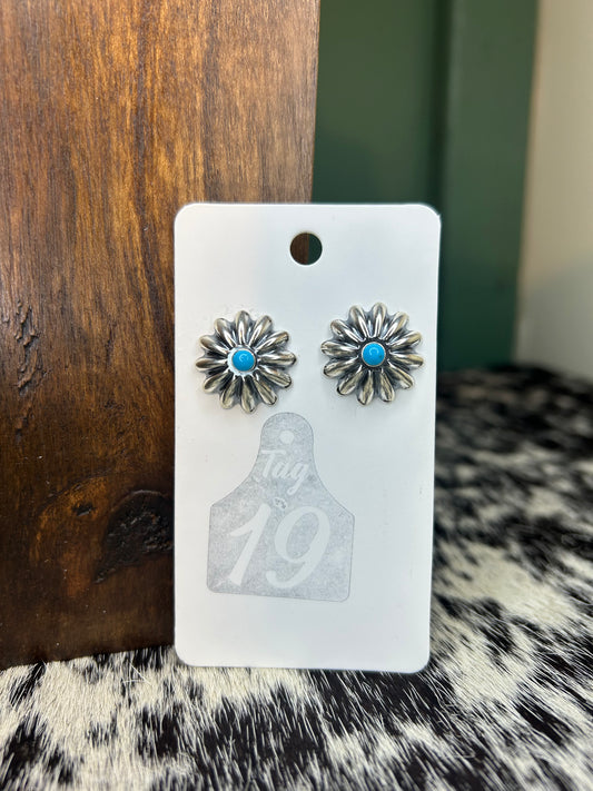 Flower Concho With Turquoise Stud