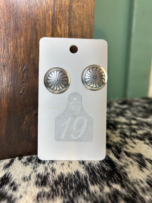 Sterling Concho Stud Earrings