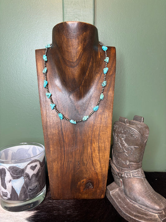 Sterling Silver Genuine Turquoise Necklace