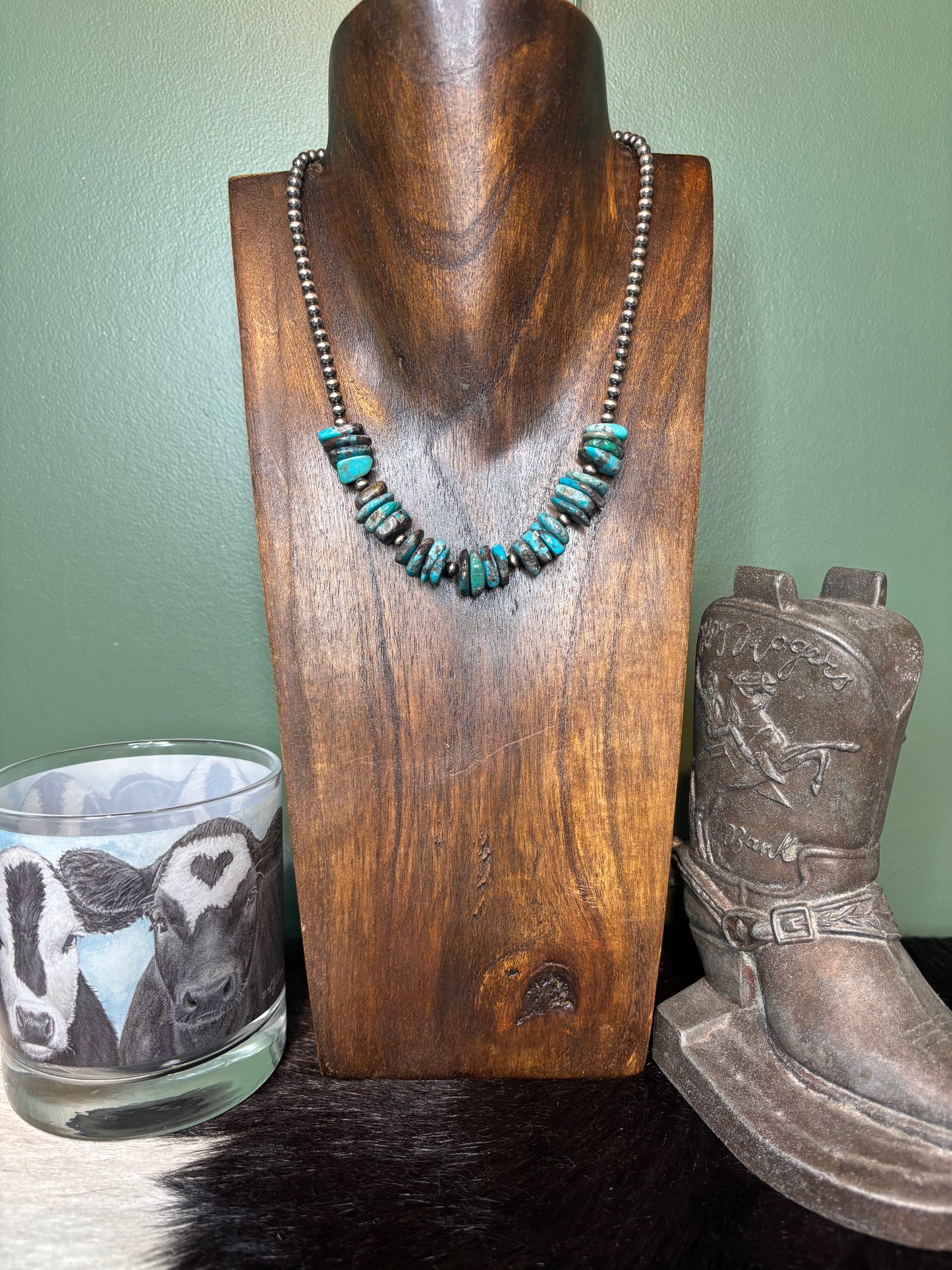 Sterling Silver Genuine Turquoise Necklace