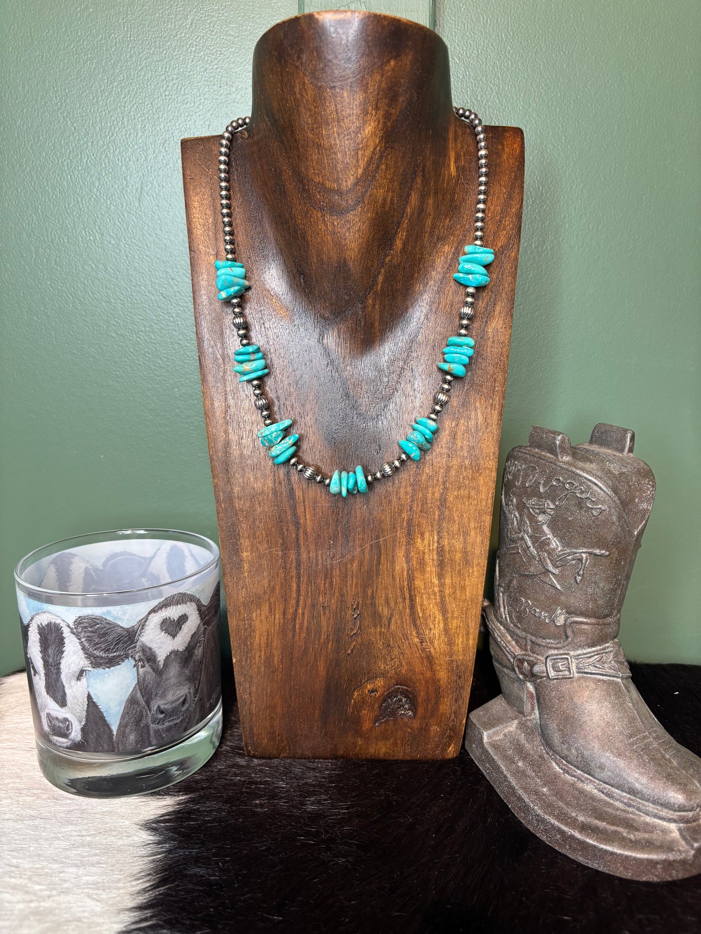Sterling Silver Genuine Turquoise Necklace
