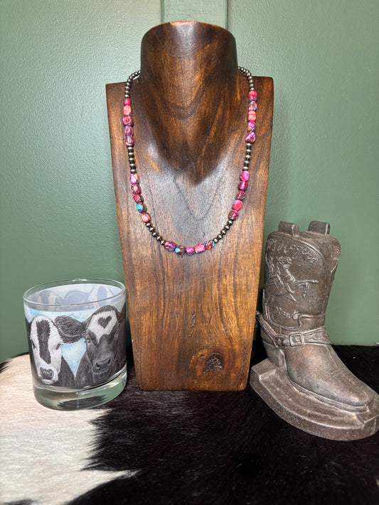 Sterling Silver Pink Dalia Necklace