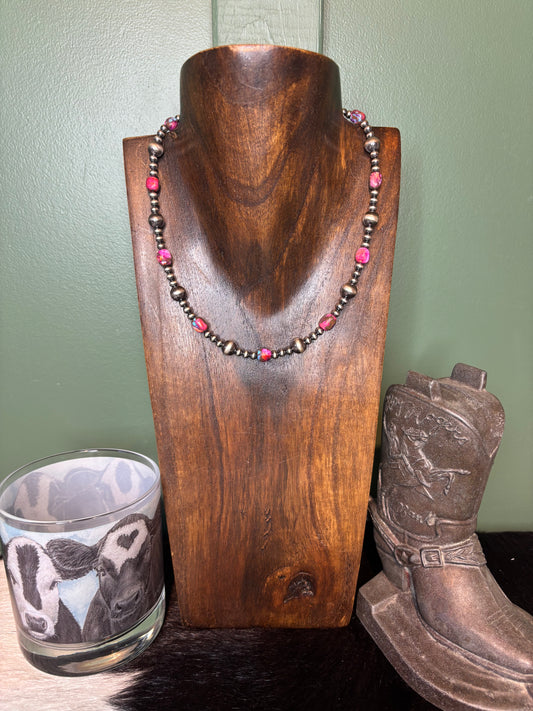 Sterling Silver Pink Dalia Necklace