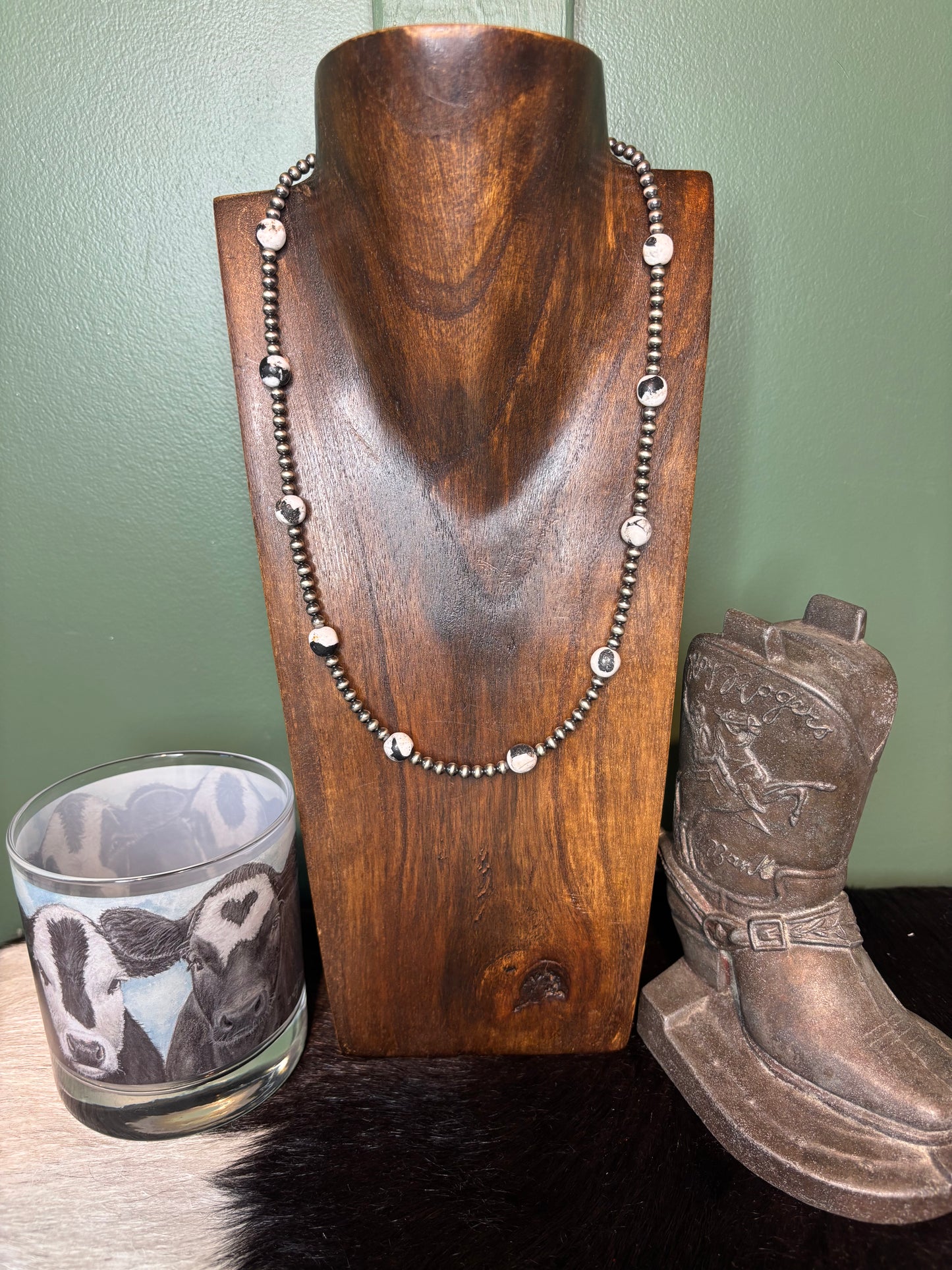 Sterling Silver White Buffalo Necklace