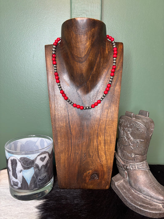 Sterling Silver Red Coral Necklace