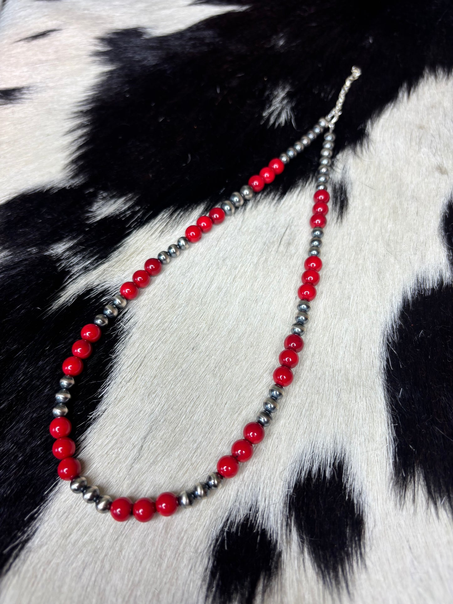 Sterling Silver Red Coral Necklace