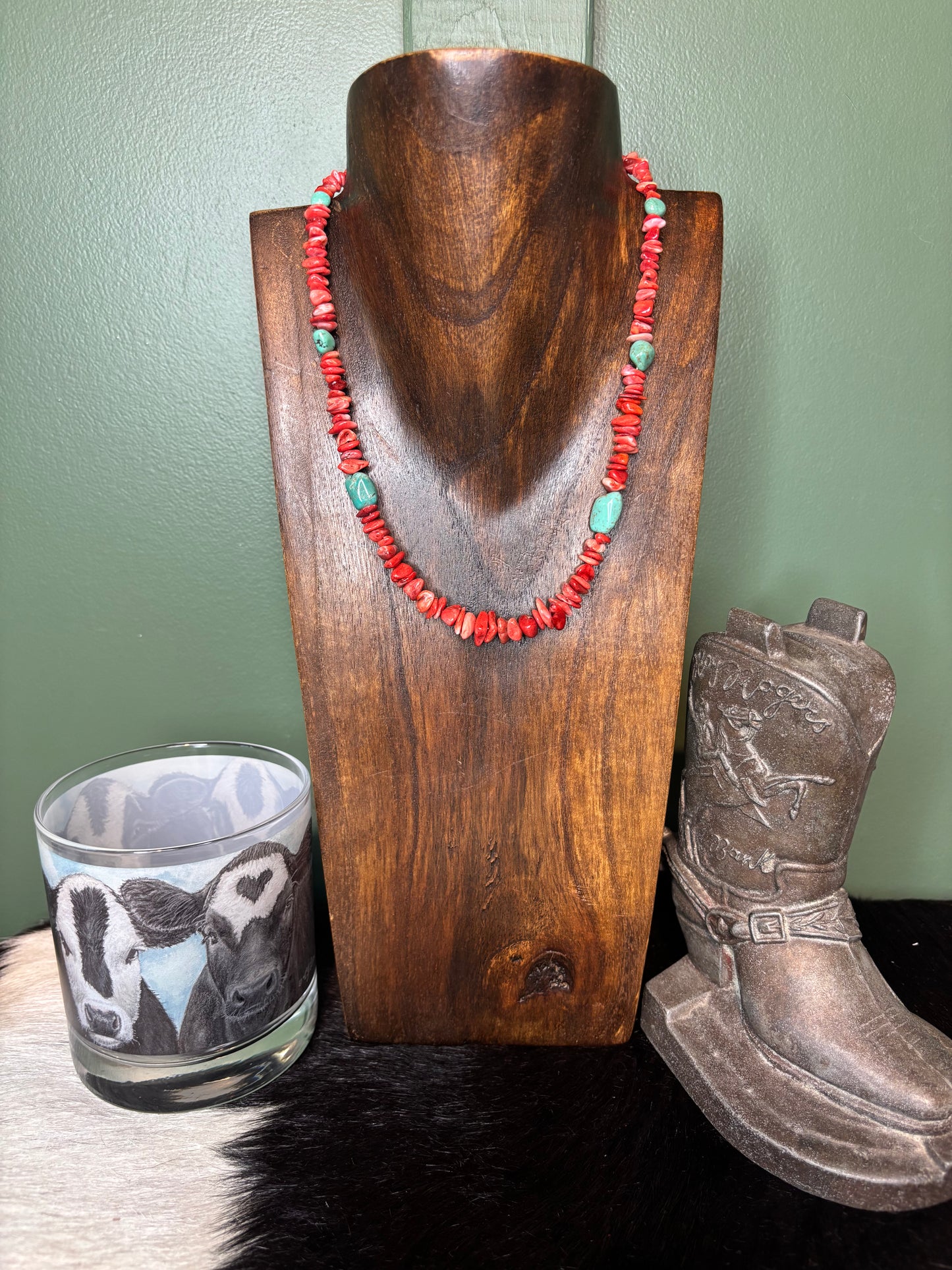 Red Spiny & Turquoise Necklace