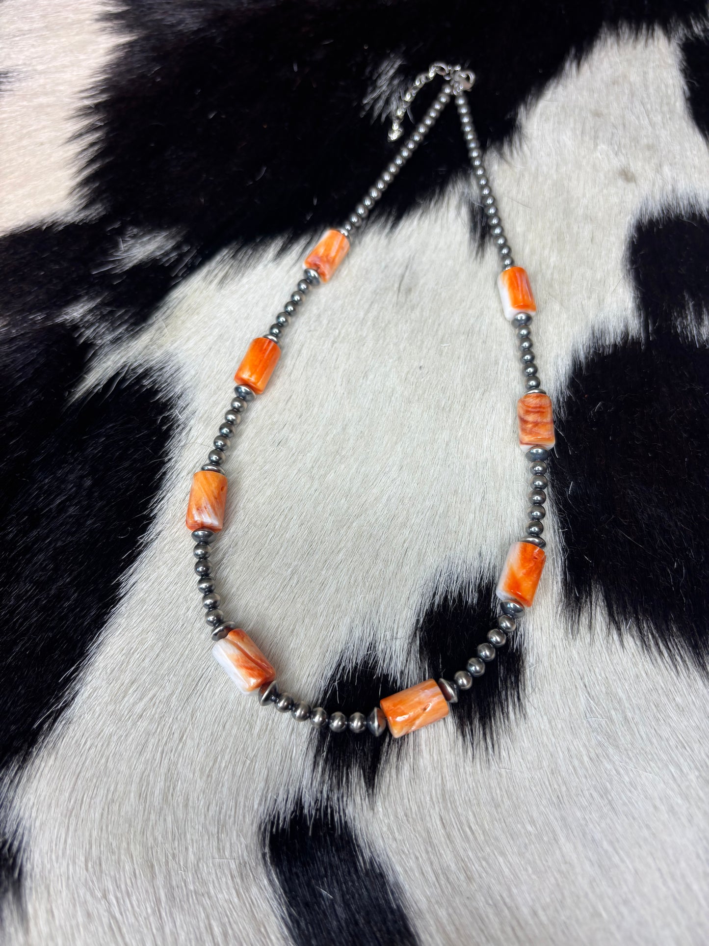 Sterling Silver Orange Spiny Necklace
