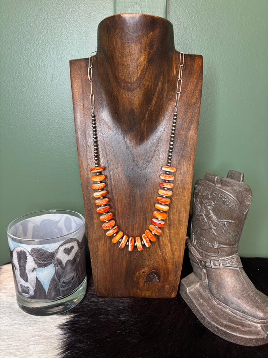 Sterling Silver Orange Spiny Necklace