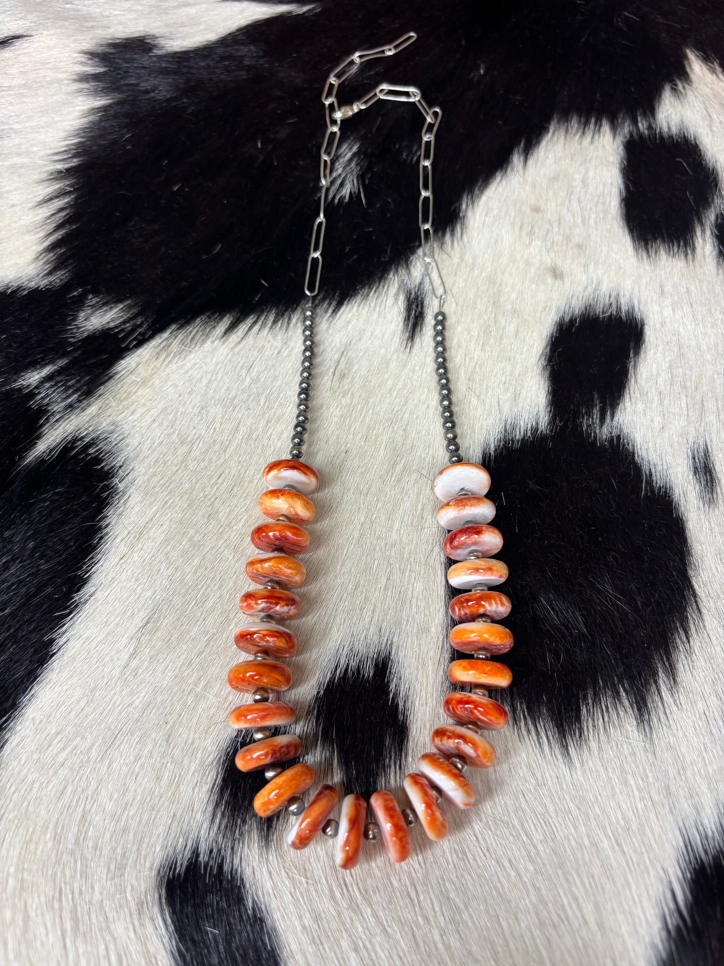 Sterling Silver Orange Spiny Necklace