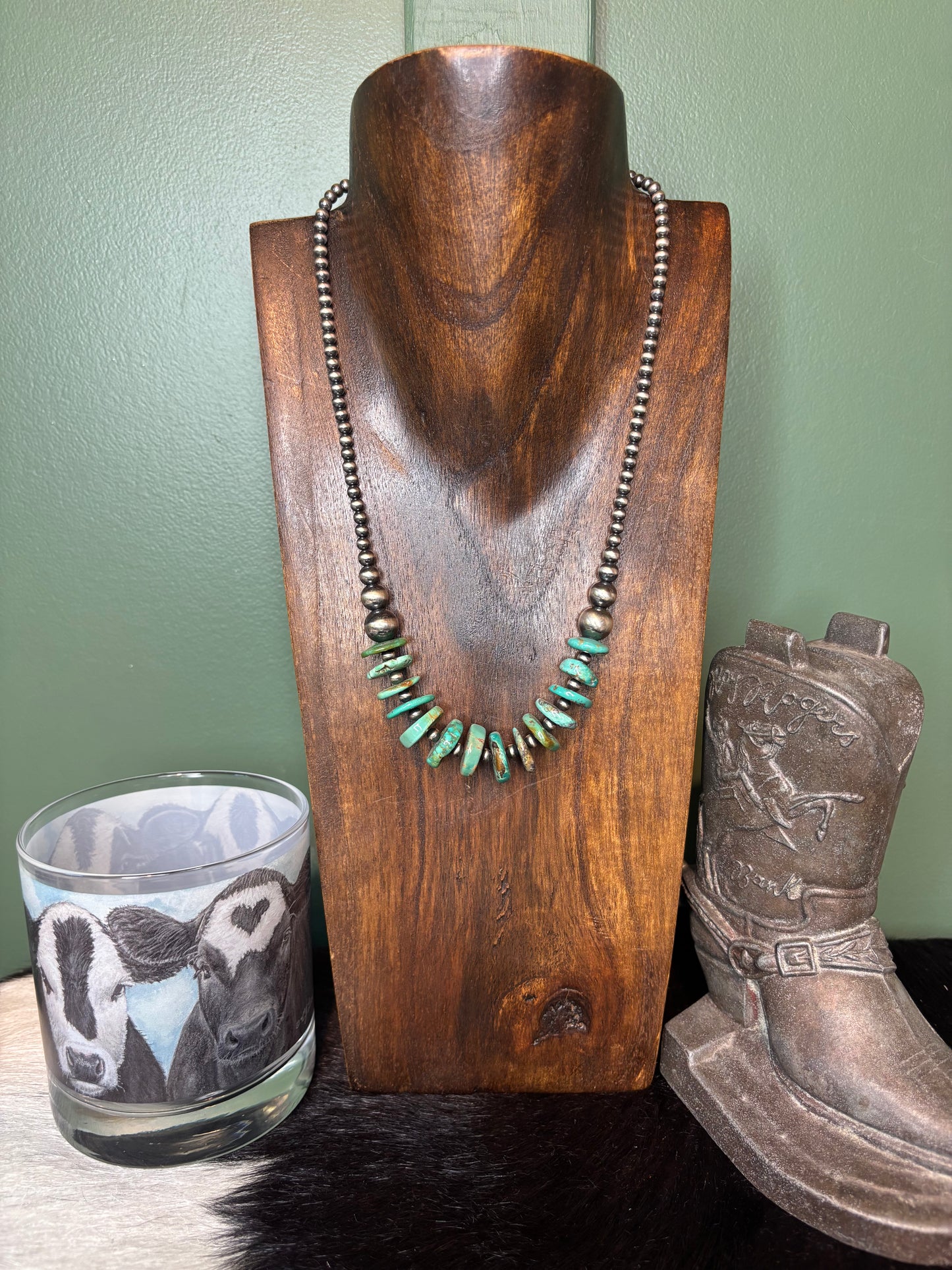 Sterling Silver Genuine Turquoise Necklace