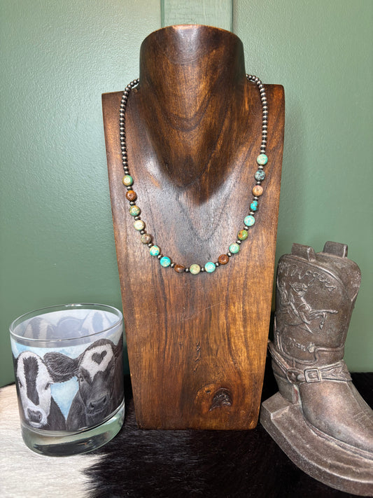 Sterling Silver Genuine Turquoise Necklace