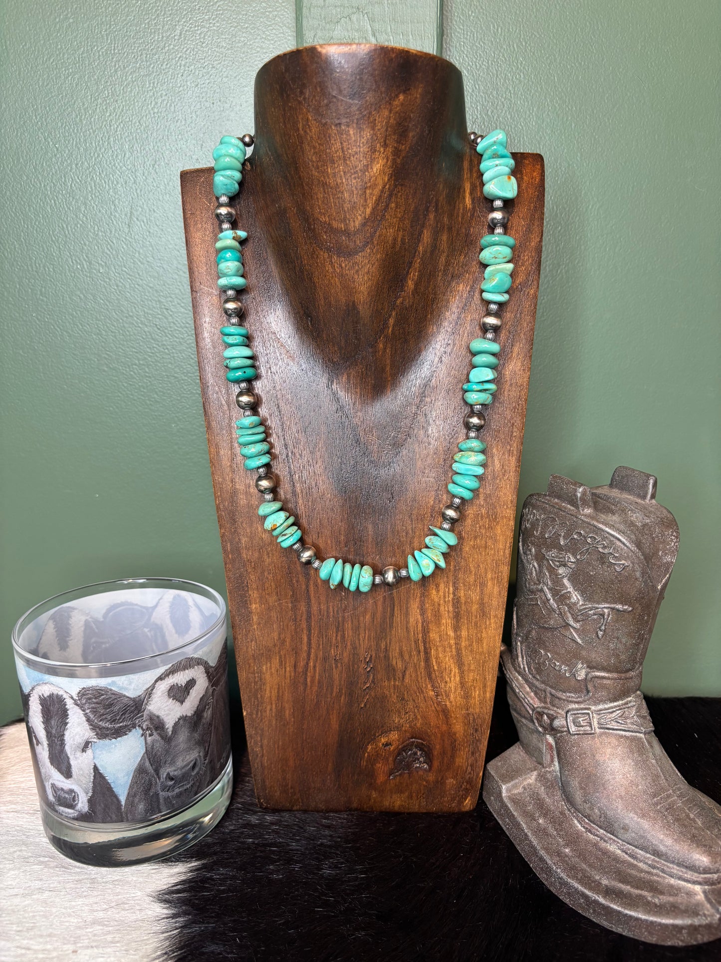 Sterling Silver Genuine Turquoise Necklace