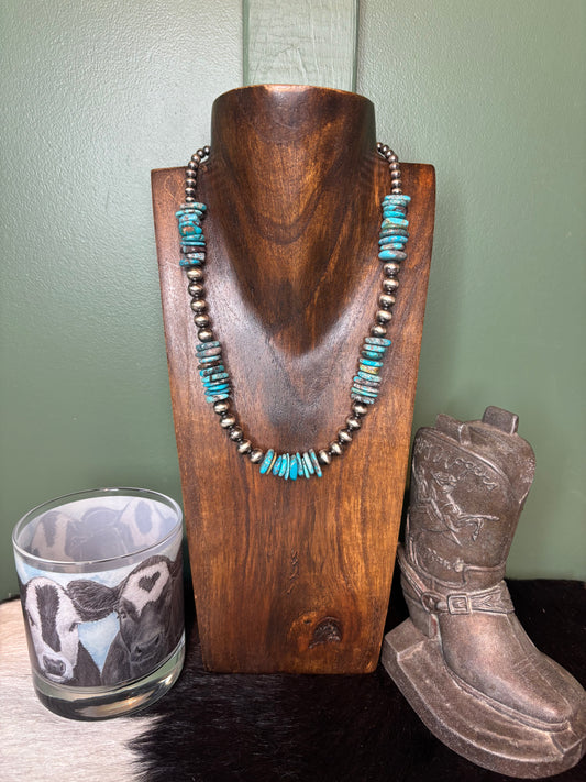 Sterling Silver Genuine Turquoise Necklace