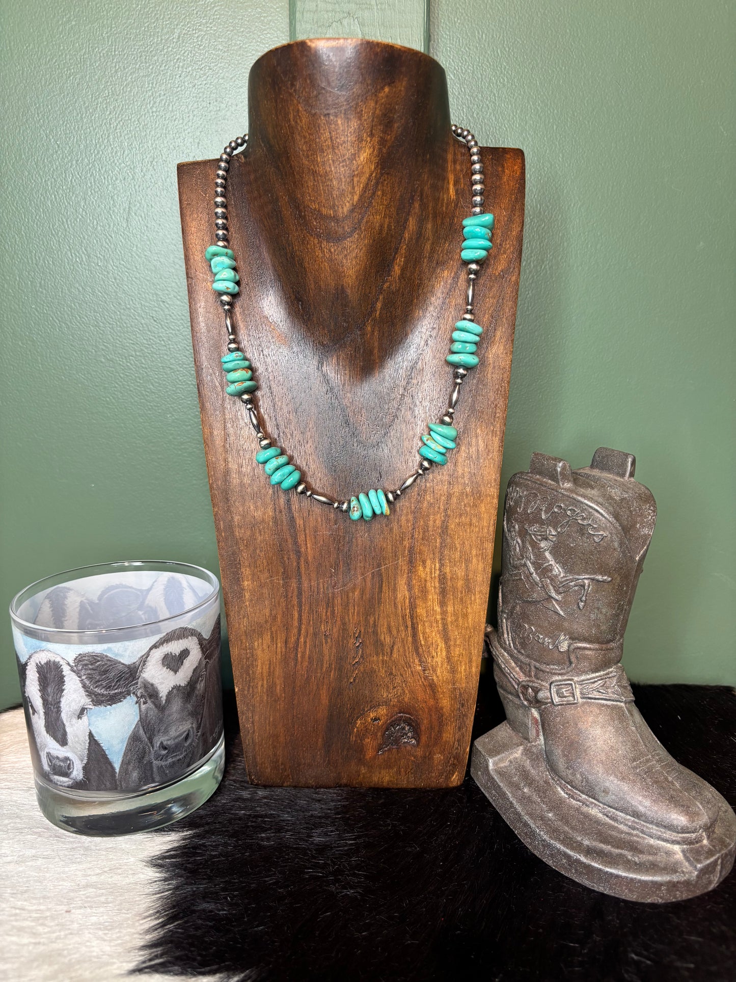 Sterling Silver Genuine Turquoise Necklace