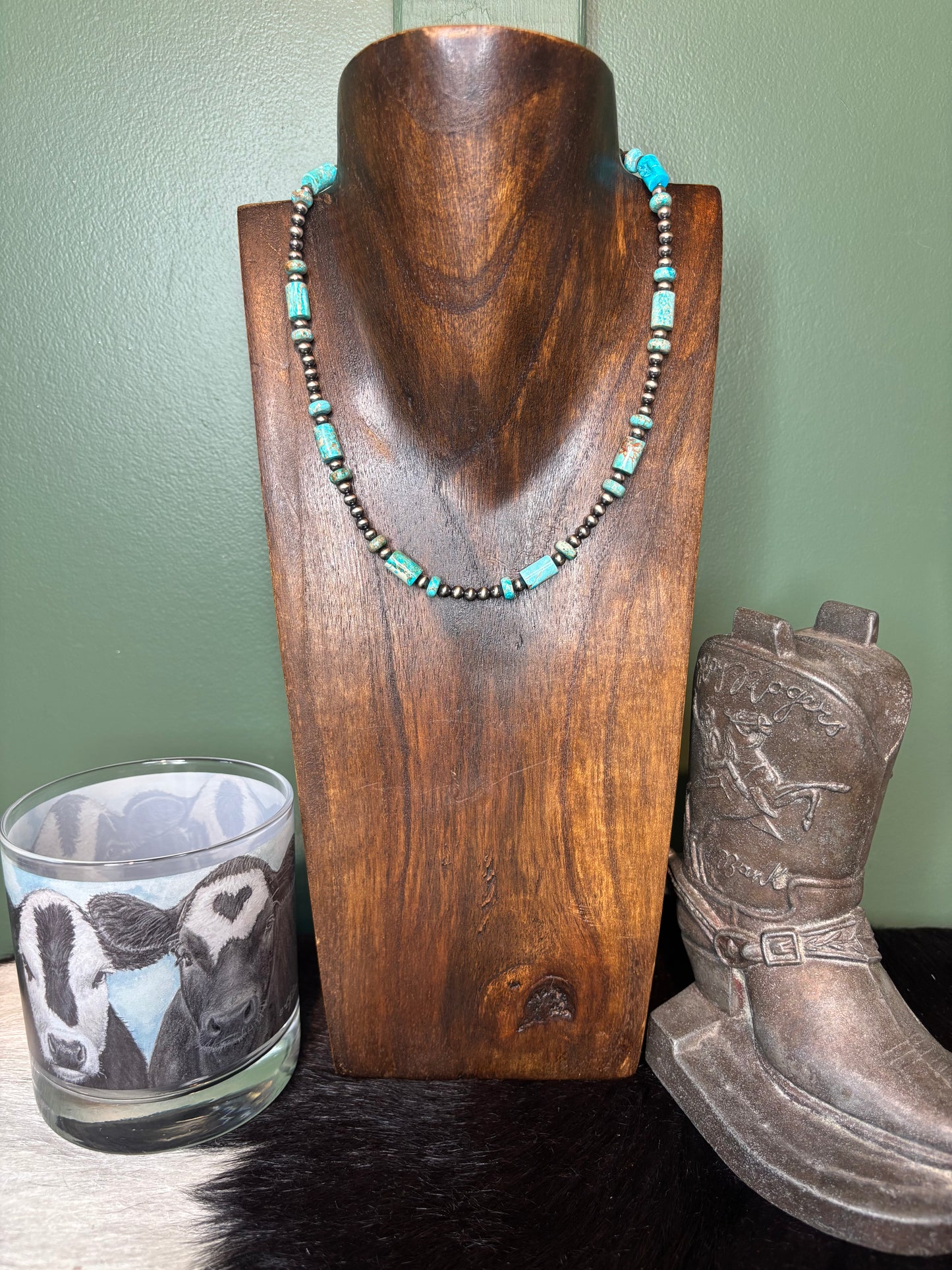 Sterling Silver Genuine Turquoise Necklace