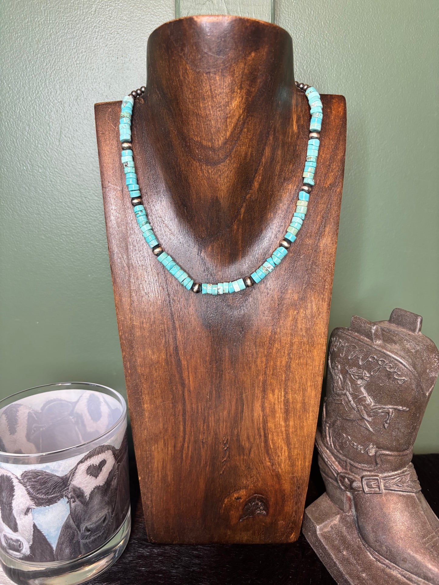 Sterling Silver Genuine Turquoise Necklace