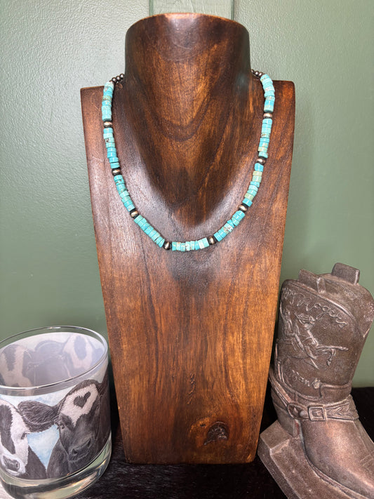 Sterling Silver Genuine Turquoise Necklace