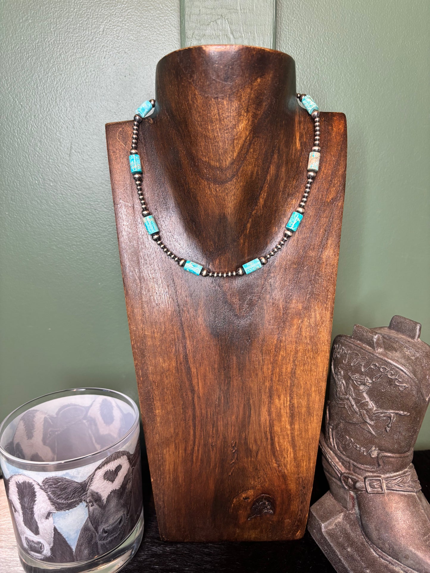 Sterling Silver Genuine Turquoise Necklace