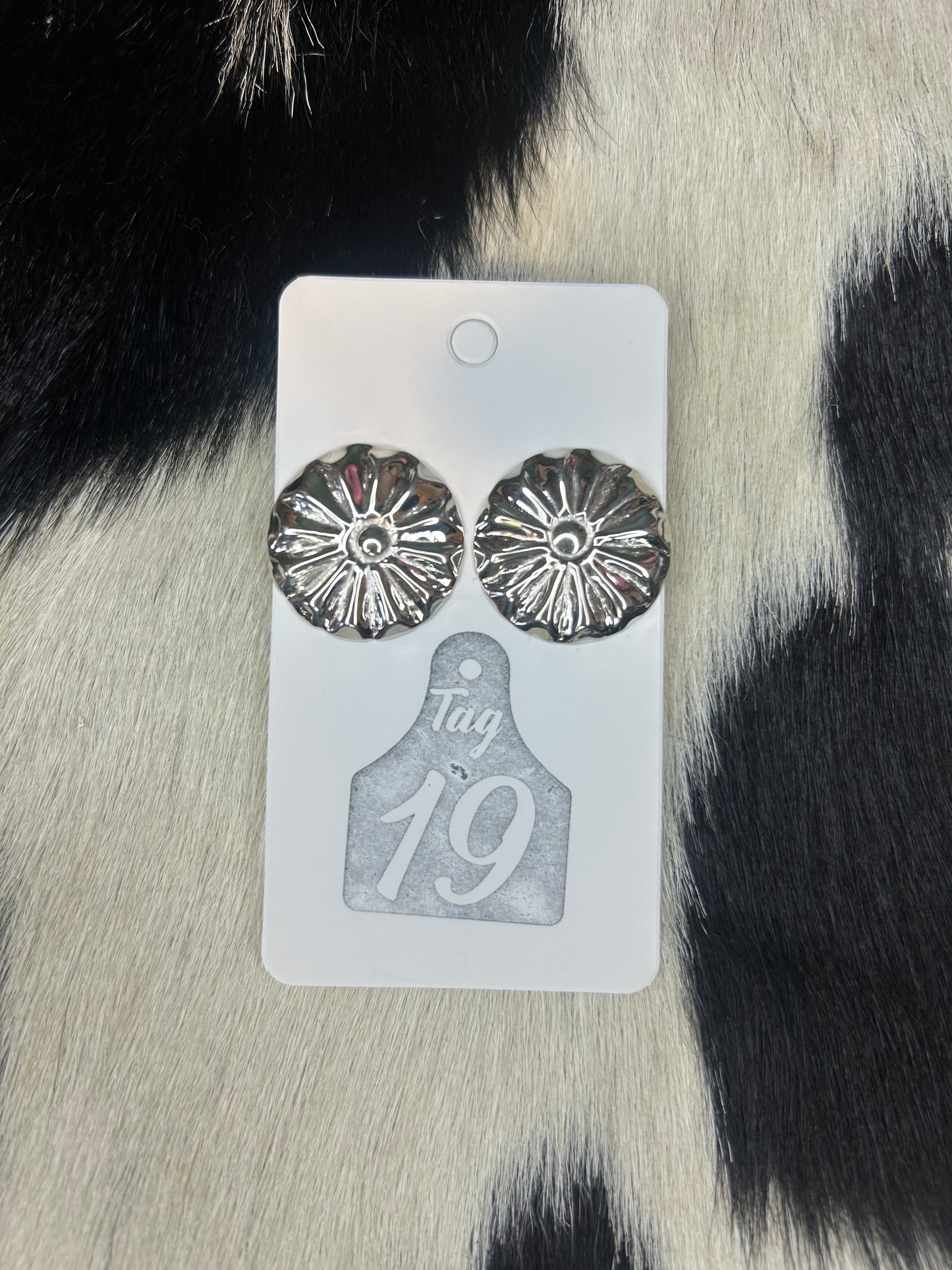 Sterling Silver Concho Stud Earrings