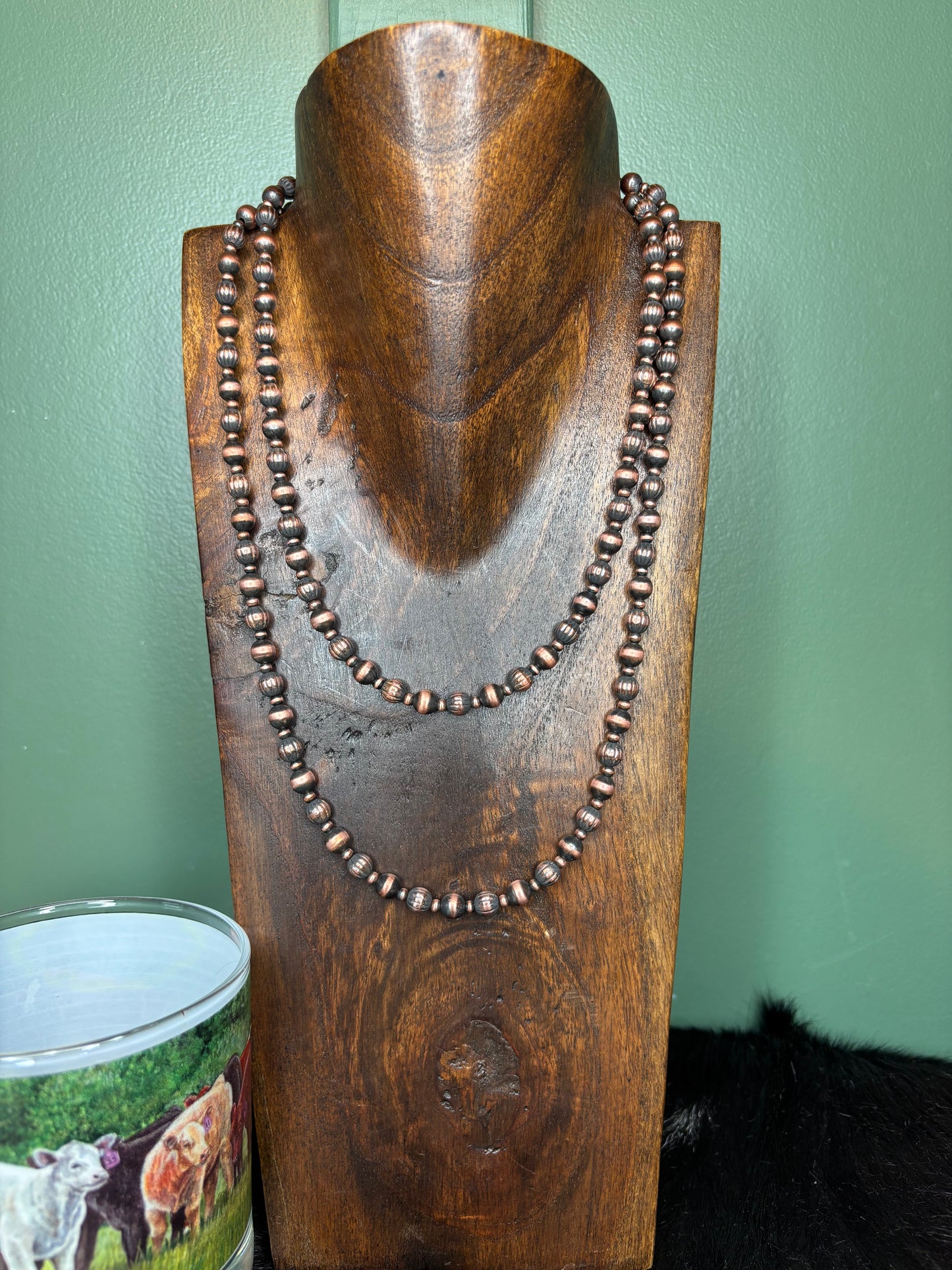 Corrugated Copper Pearls Necklace