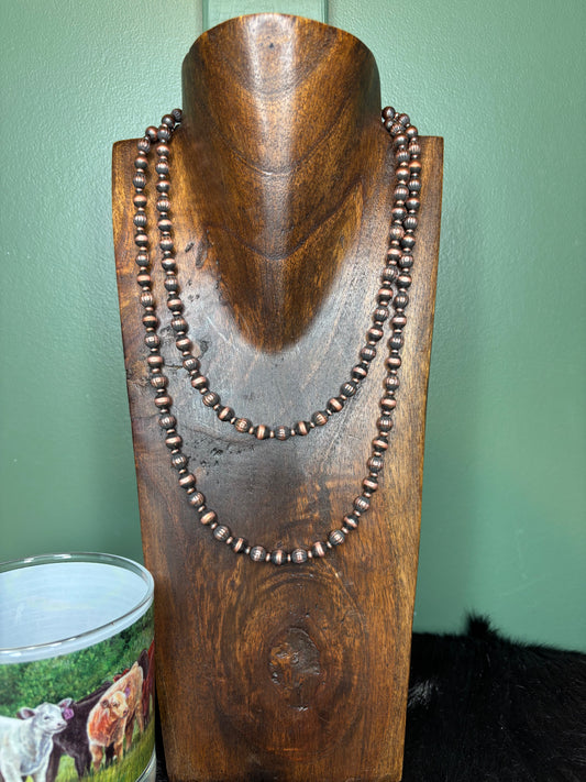 Corrugated Copper Pearls Necklace
