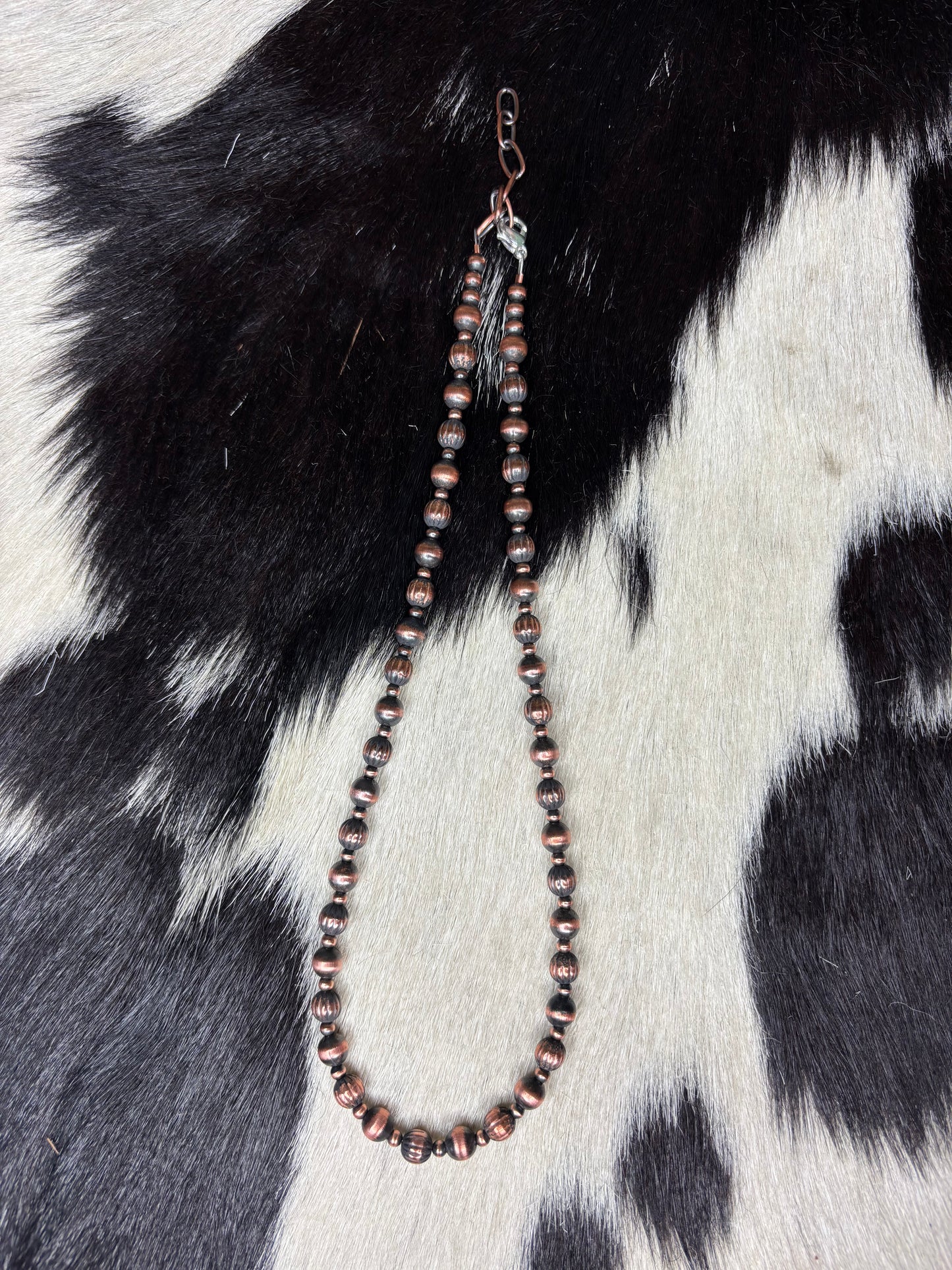 Corrugated Copper Pearls Necklace