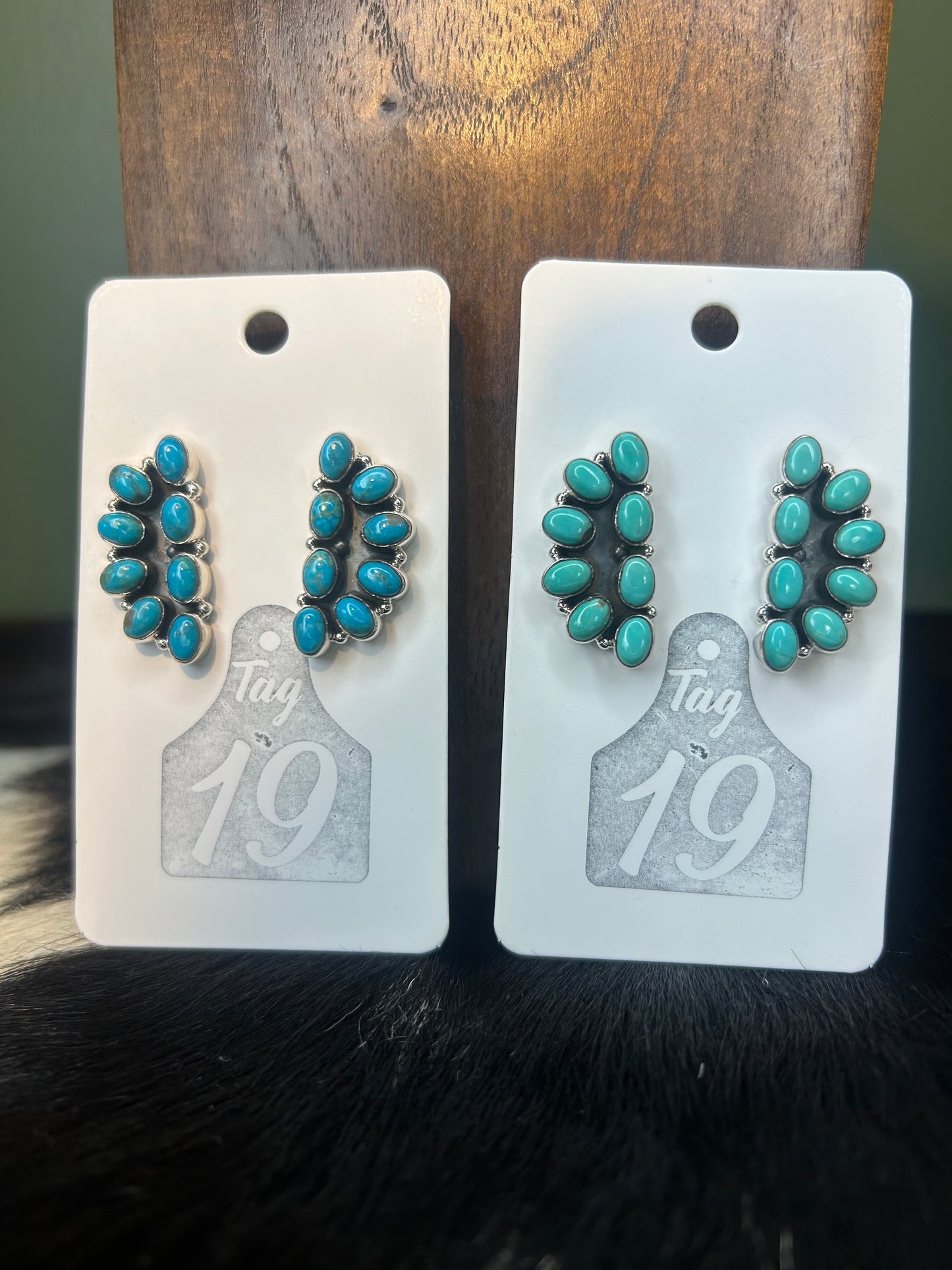Half Cluster Turquoise Stud Earrings