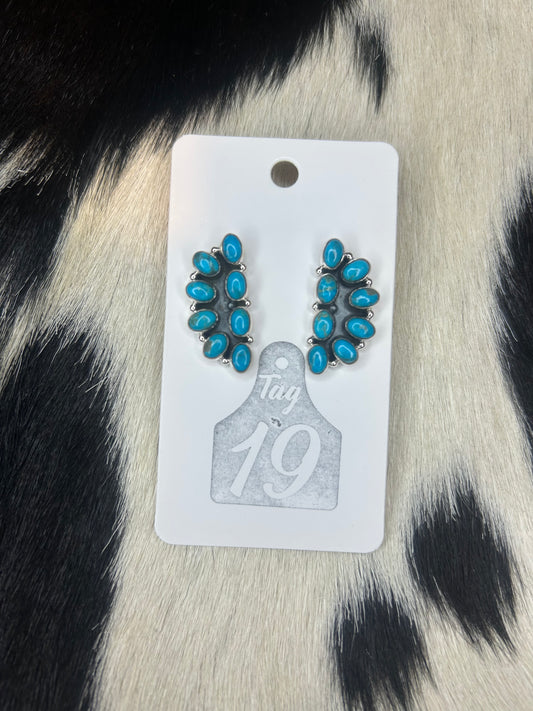 Half Cluster Turquoise Stud Earrings