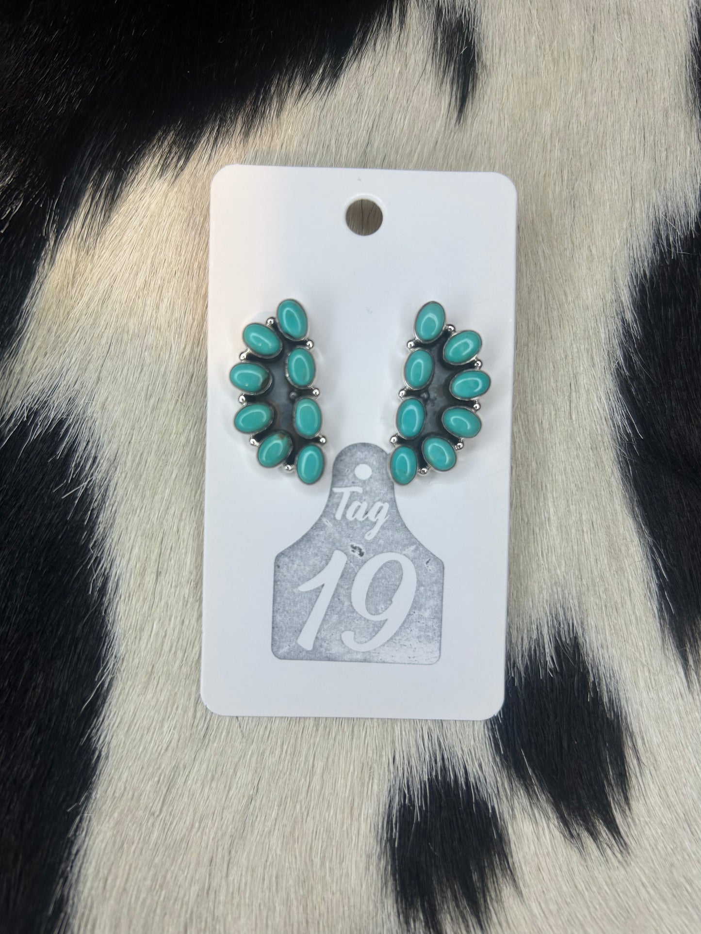 Half Cluster Turquoise Stud Earrings