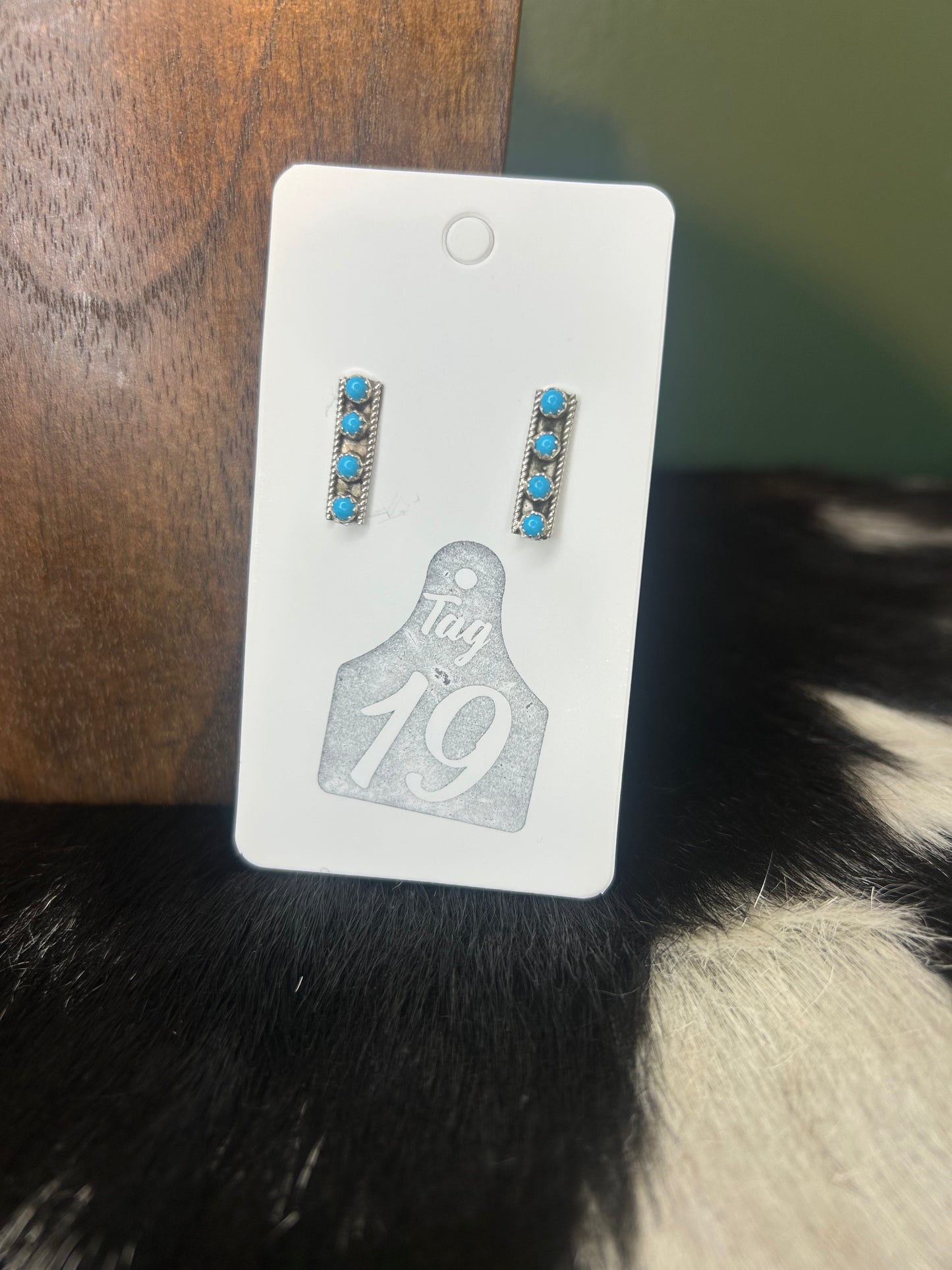 4 Stone Turquoise Bar Earrings